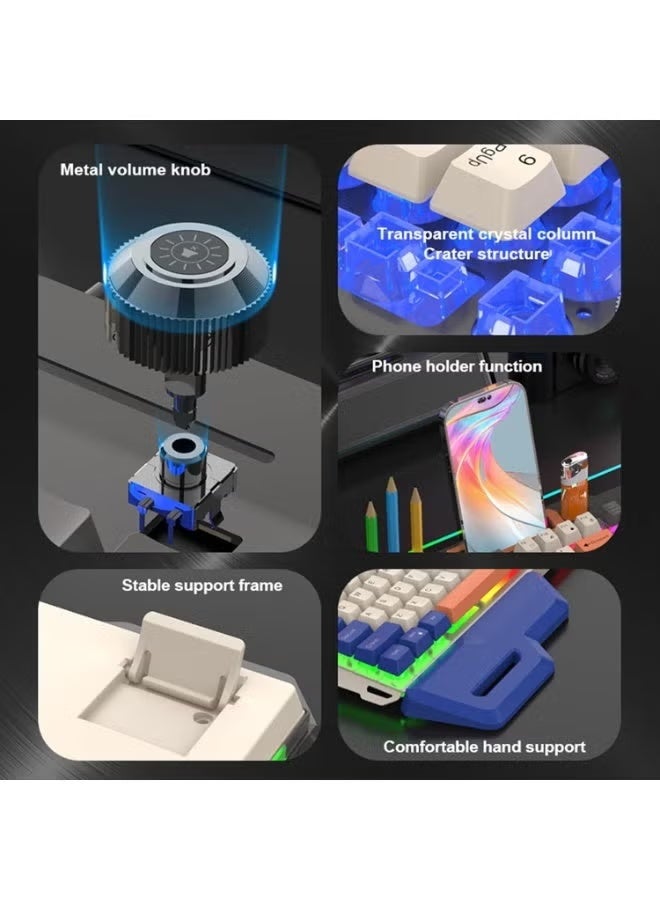 أريزون لوحة مفاتيح الألعاب K91 Rainbow LED ذات الملمس الميكانيكي | لوحة مفاتيح سلكية بإضاءة خلفية USB مكونة من 104 مفاتيح للكمبيوتر الشخصي والكمبيوتر المحمول والألعاب والمكتب - Image 3